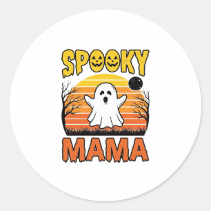 Skrämmande Mamma Vintage Spöke Halloween Tröja Des Runt Klistermärke