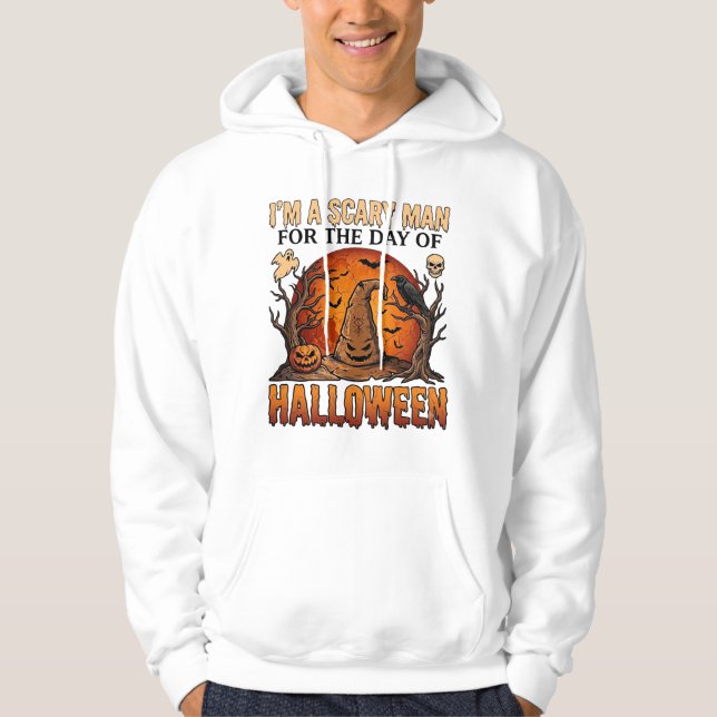 Skrämmande man Halloween häxa hatt Blodmånad Pumpa Hoodie (Framsida)