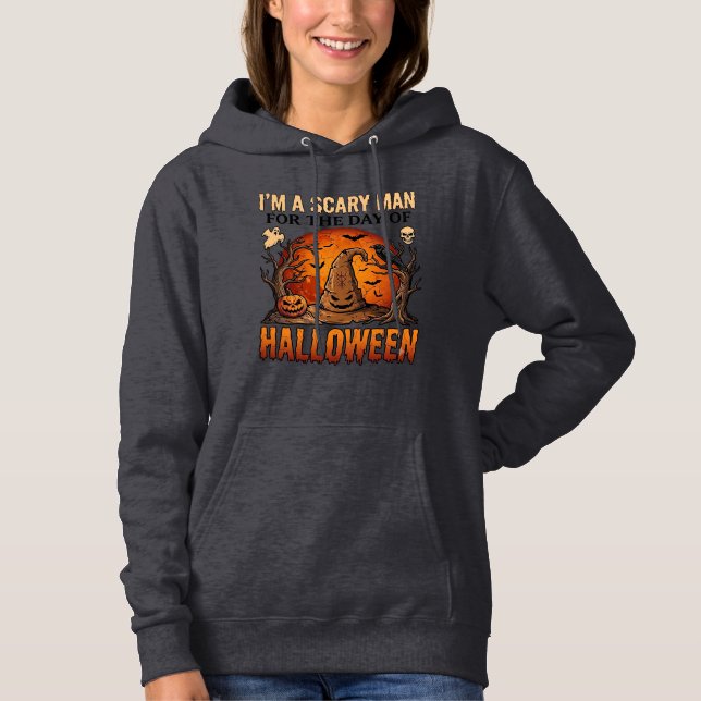 Skrämmande man Halloween häxa hatt Blodmåne Pumpki T Shirt (Framsida)