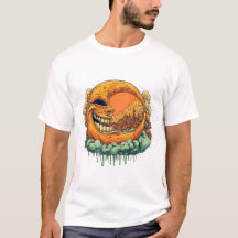 Skrämmande månbrinnande by Grafik T-shirt