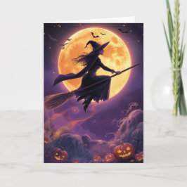 Skrämmande månljustrollkarl Halloween Helgkort