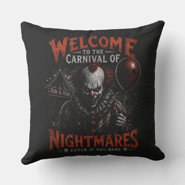 Skrämmande mardrömscirkus Halloween Kudde (Baksida)