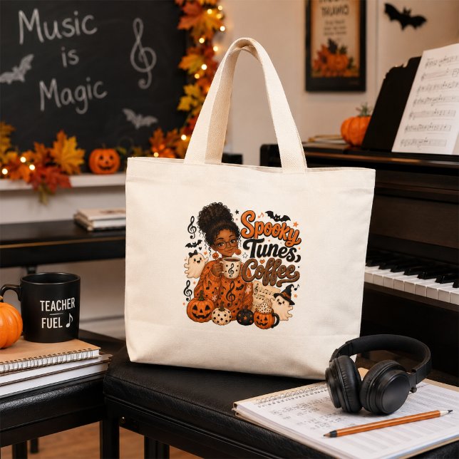 Skrämmande melodier kaffeväska – Halloweenpresent Jumbo Tygkasse (Skapare uppladdad)
