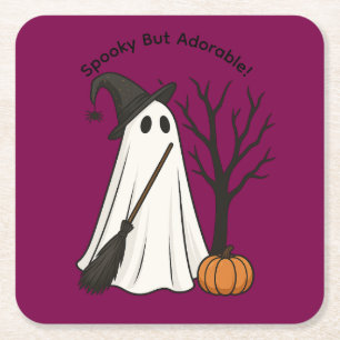 Skrämmande men bedårande Söt spök Halloween unde Underlägg Papper Kvadrat