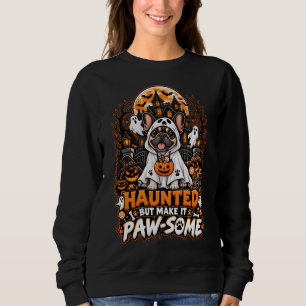 Skrämmande men gör det Paw-somt franskt Halloween- T Shirt