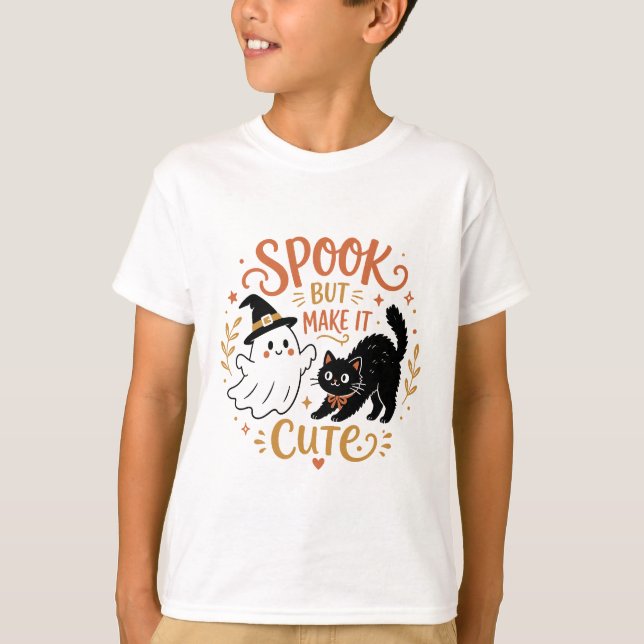 Skrämmande men gör det sött spöke t shirt (Framsida)