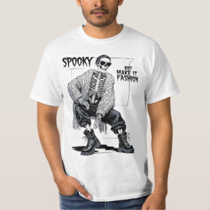 Skrämmande men gör det till mode Roligt skelett T Shirt