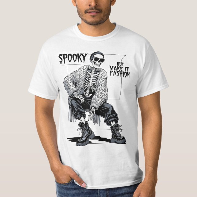 Skrämmande men gör det till mode Roligt skelett T Shirt (Framsida)