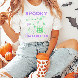 Skrämmande men koffeinsprängd grön violett Hallowe T Shirt
