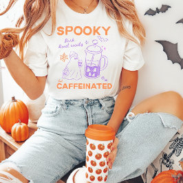 Skrämmande men koffeinsprängd Orange Lila Hallowee T Shirt