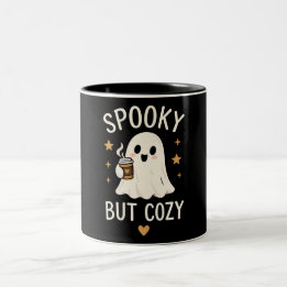 Skrämmande men mysig söt spök Halloween höst desig Två-Tonad Mugg