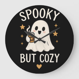 Skrämmande men mysig spökhalloween stor klocka