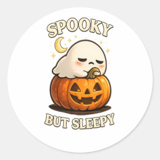 Skrämmande Men Sömnig Söt Spökgurka Halloween Kons Runt Klistermärke