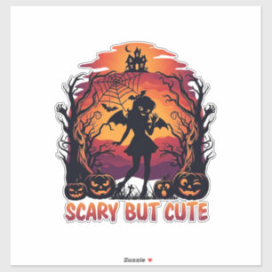 Skrämmande men söt Halloween fladdermus tjej pumpo Klistermärken
