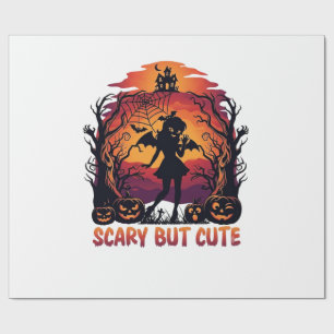 Skrämmande men söt Halloween fladdermus tjej pumpo Presentpapper