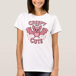 Skrämmande Men Söt Rosa Fladdermus T Shirt