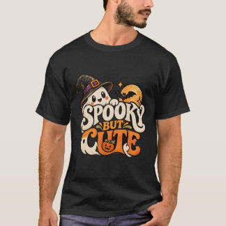 Skrämmande men söt spökhäxa retro Halloween-grafik T Shirt