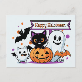 Skrämmande men sött Halloween-kort Vykort