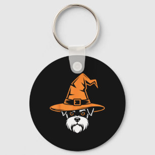 Skrämmande Miniature Schnauzer Häxhatt Halloween H Nyckelring