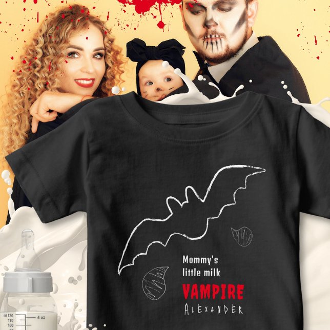 Skrämmande mjölkvampyrfladdermus Halloween T Shirt (Creepy Milk Vampire Bat Halloween Baby T-Shirt ©Susanne Sachers - Sunny Mind Design)