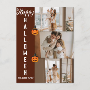 Skrämmande modern halloween familj tre foto collag helg vykort