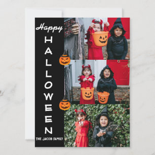 Skrämmande modern halloween familj tre fotokollage julkort