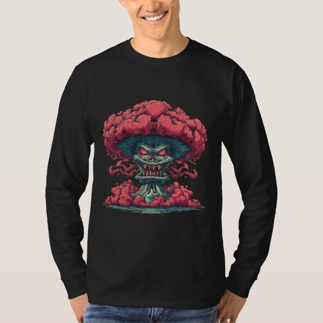 Skrämmande monster-explosion med lång ärm t shirt (Framsida)