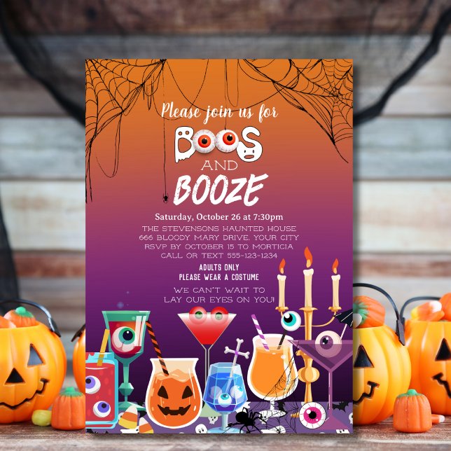 Skrämmande monster och sprit Halloween Cocktailfes Inbjudningar (Skapare uppladdad)