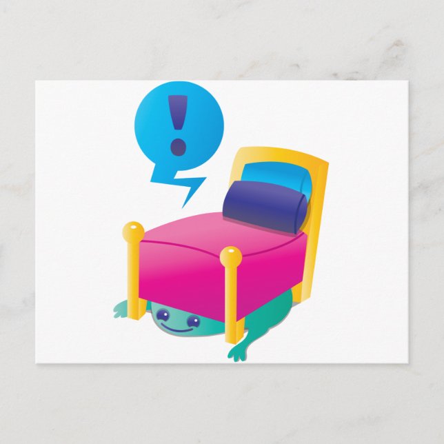 SKRÄMMANDE monster som lurar under SÄNGEN Vykort (Framsida)