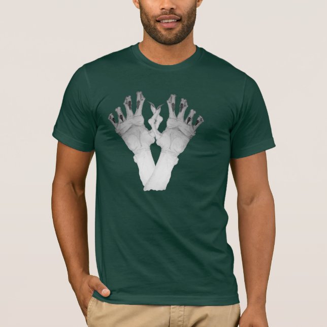 skrämmande monstermonsterdesign händer tee (Framsida)