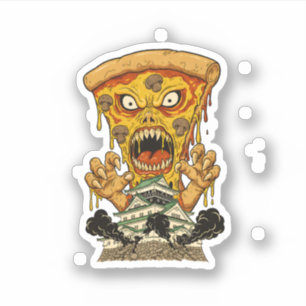 Skrämmande monsterpizzor Japan slott rolig matkons Klistermärken