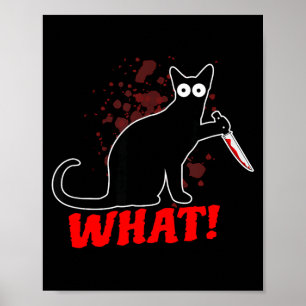 Skrämmande mördande katt med kniv katt vad_ hallow poster