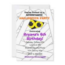 Skrämmande Mummy Barn Halloween Födelsedagsinbjudn