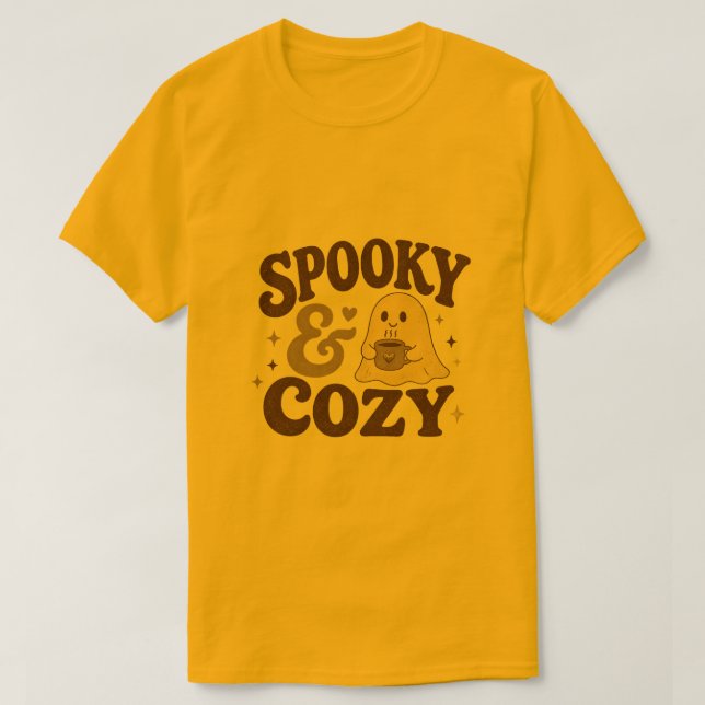 Skrämmande & Mysig Halloween Kaffe Design T Shirt (Design framsida)
