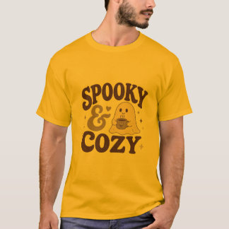 Skrämmande & Mysig Halloween Kaffe Design T Shirt