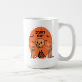 Skrämmande natt Halloween-dödskalle & fladdermusde Kaffemugg