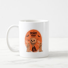 Skrämmande natt Halloween-dödskalle & fladdermusde Kaffemugg