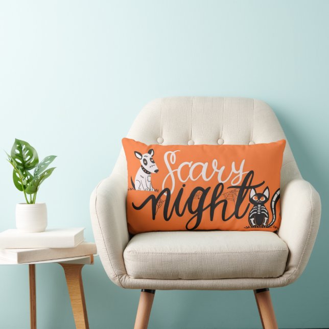Skrämmande natt Halloween kastkudde - Spöklik chic Lumbarkudde (Stol)