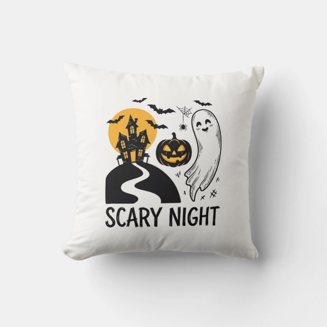 Skrämmande natt Halloween Spökhus spökdesign_1 Kudde (Framsida)
