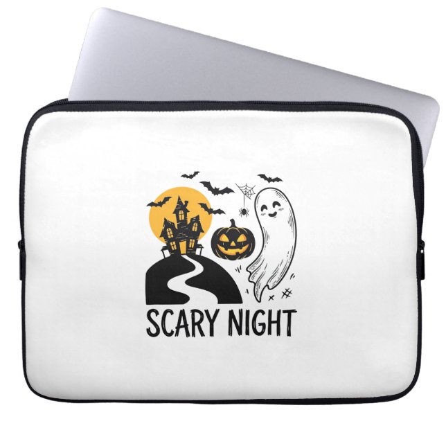 Skrämmande natt Halloween Spökhus Spökdesign_1 Laptop Fodral (Framsidan)