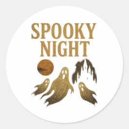 Skrämmande natt-klistermärke Halloween gotisk desi Runt Klistermärke