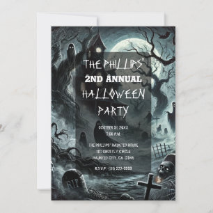 Skrämmande natt Skrämmande spökhus Halloweenfest Inbjudningar