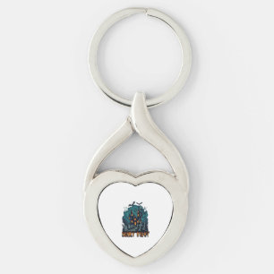Skrämmande natt spökhus spöken kyrkogård twisted heart silverfärgad nyckelring