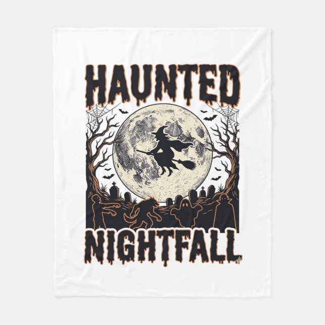 Skrämmande natttröja Vintage gravyr Halloween De Fleecefilt (Framsidan)
