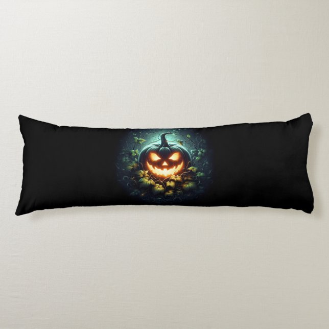 Skrämmande naturlyser Halloween-pumpa Kroppskudde (Framsidan)