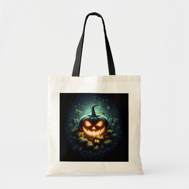 Skrämmande naturlyser Halloween-pumpa Tygkasse (Framsidan)