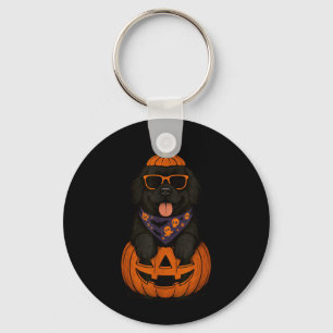 Skrämmande Newfoundland Hund Halloween Nyfunnen Pu Nyckelring