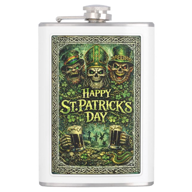 Skrämmande och mörk St. Patricks dag-design Fickplunta (Framsidan)