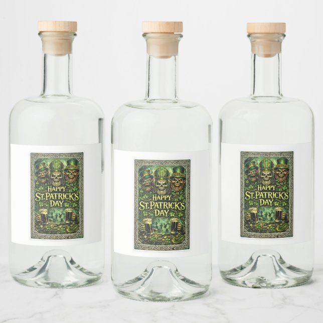 Skrämmande och mörk St. Patrick's Day-design Spritflaskor Etikett (Flaskor)