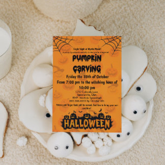 Skrämmande och rolig Halloween-fest med pumpa urgr Inbjudningar